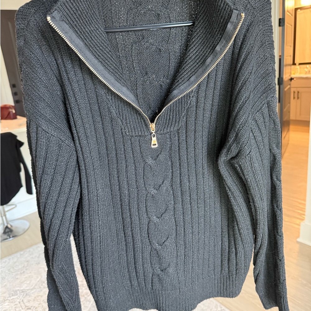 Black Ribbed Knit Sweater